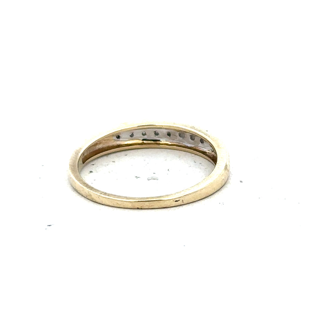 9ct yellow gold diamond ring in size P, featuring a sparkling diamond setting and elegant design.