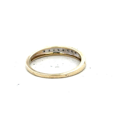 9ct yellow gold diamond ring in size P, featuring a sparkling diamond setting and elegant design.