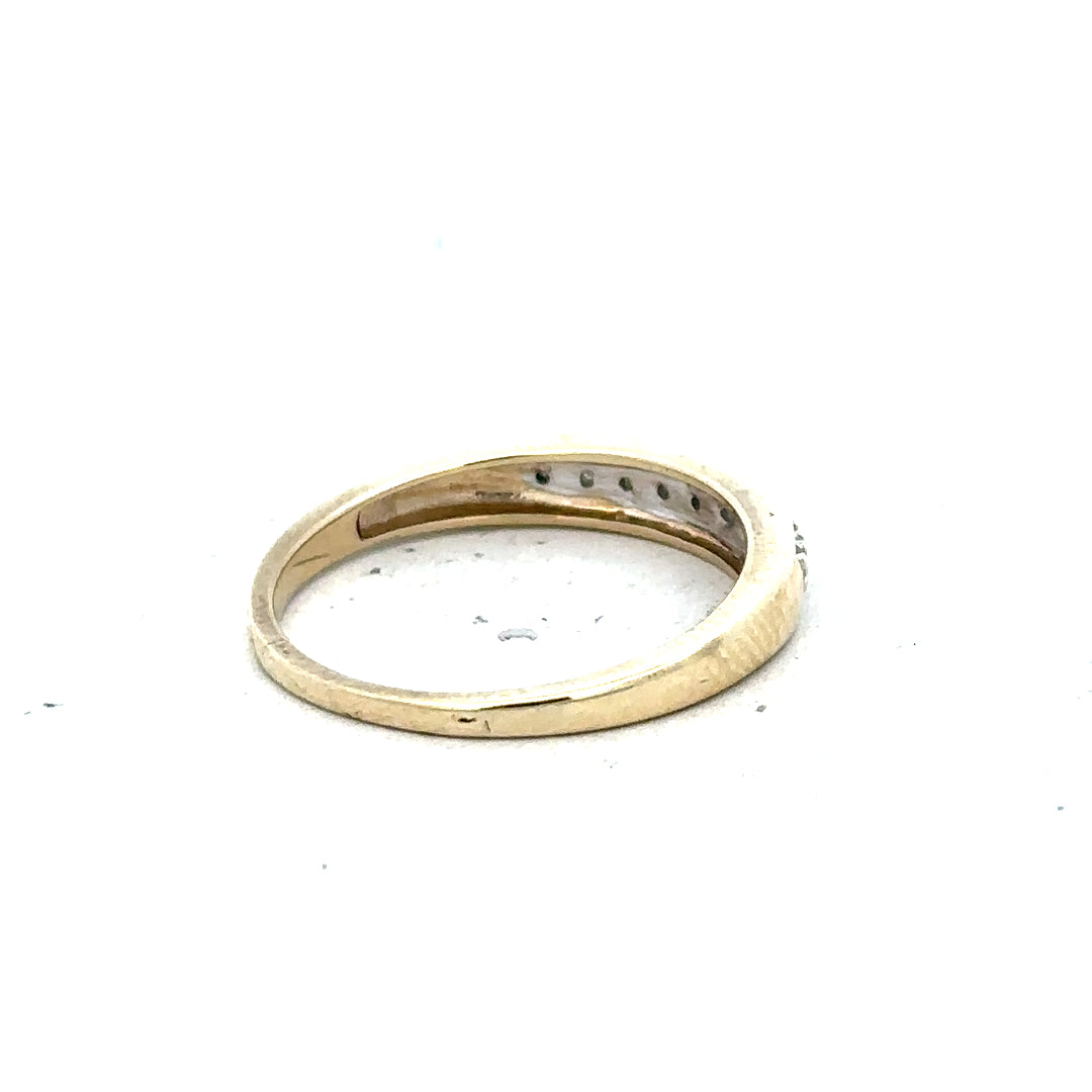 9ct yellow gold diamond ring in size P with sparkling diamonds, unbranded fine jewelry with elegant design.