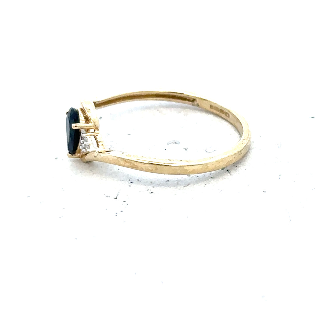 9ct yellow gold diamond ring in size P, featuring a sparkling diamond setting on a classic band.