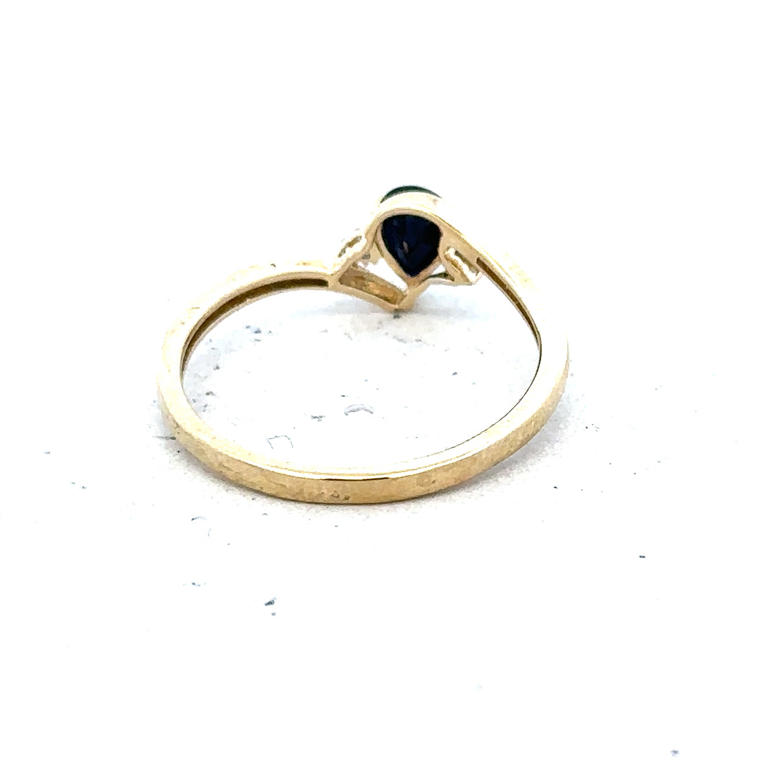 9ct yellow gold diamond ring in size P with sparkling diamonds, showcasing elegant craftsmanship and a polished finish.