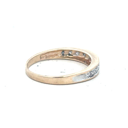 9ct yellow gold diamond ring in size Q, featuring a sparkling diamond setting and a sleek, polished band.