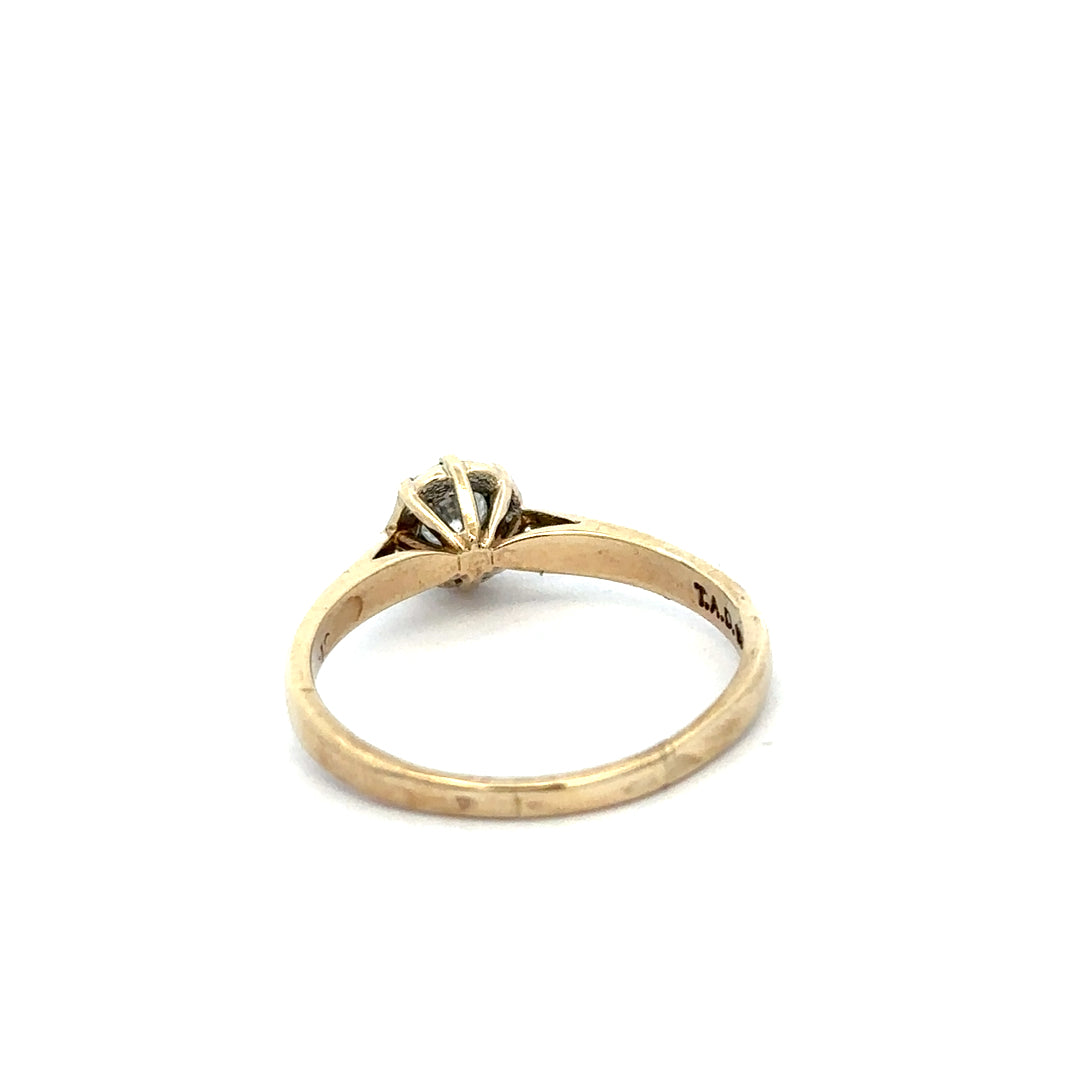 9ct yellow gold diamond ring in size R with sparkling diamonds, designed for elegant jewelry wear.