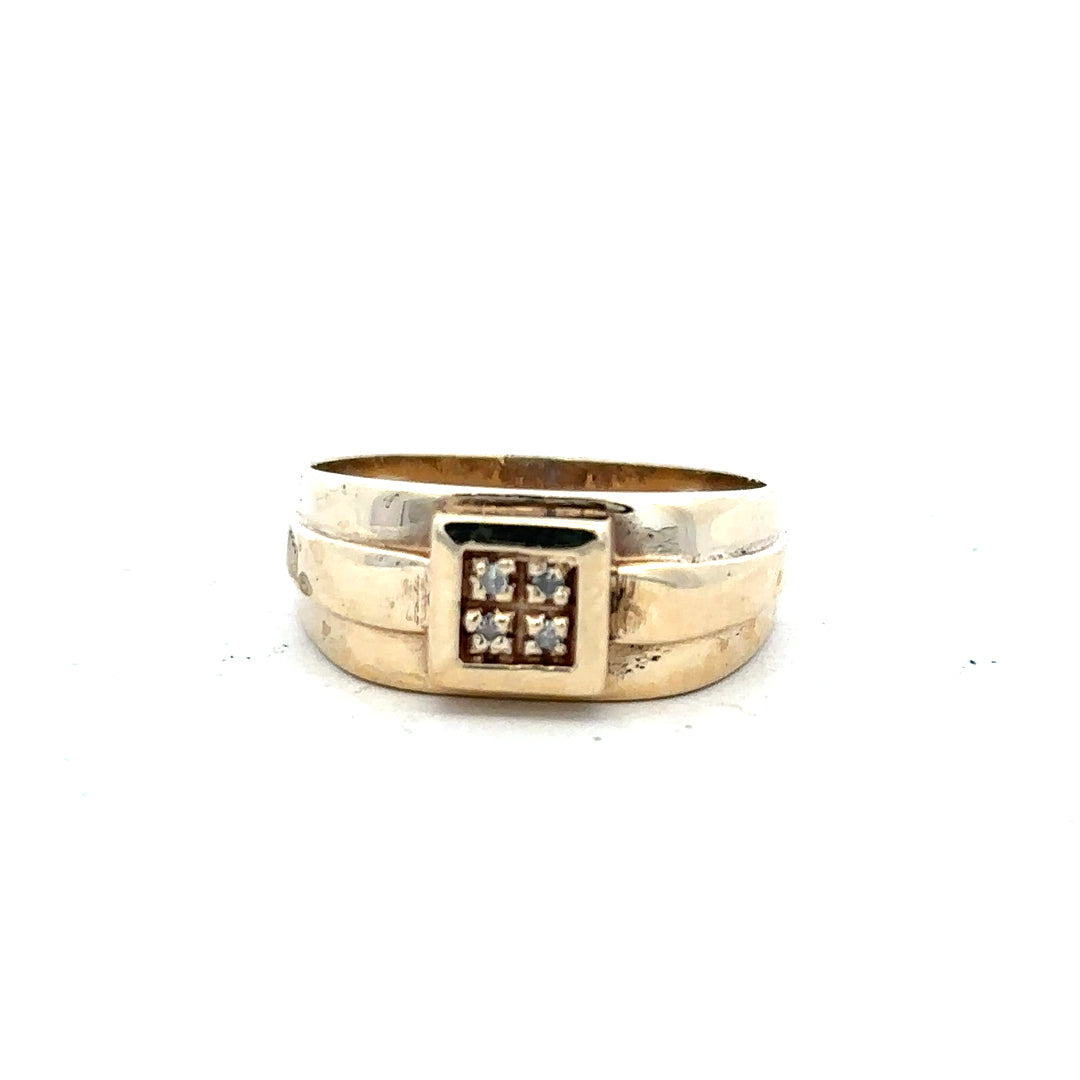 9ct yellow gold diamond ring in size S with sparkling diamonds, featuring a classic and elegant design.