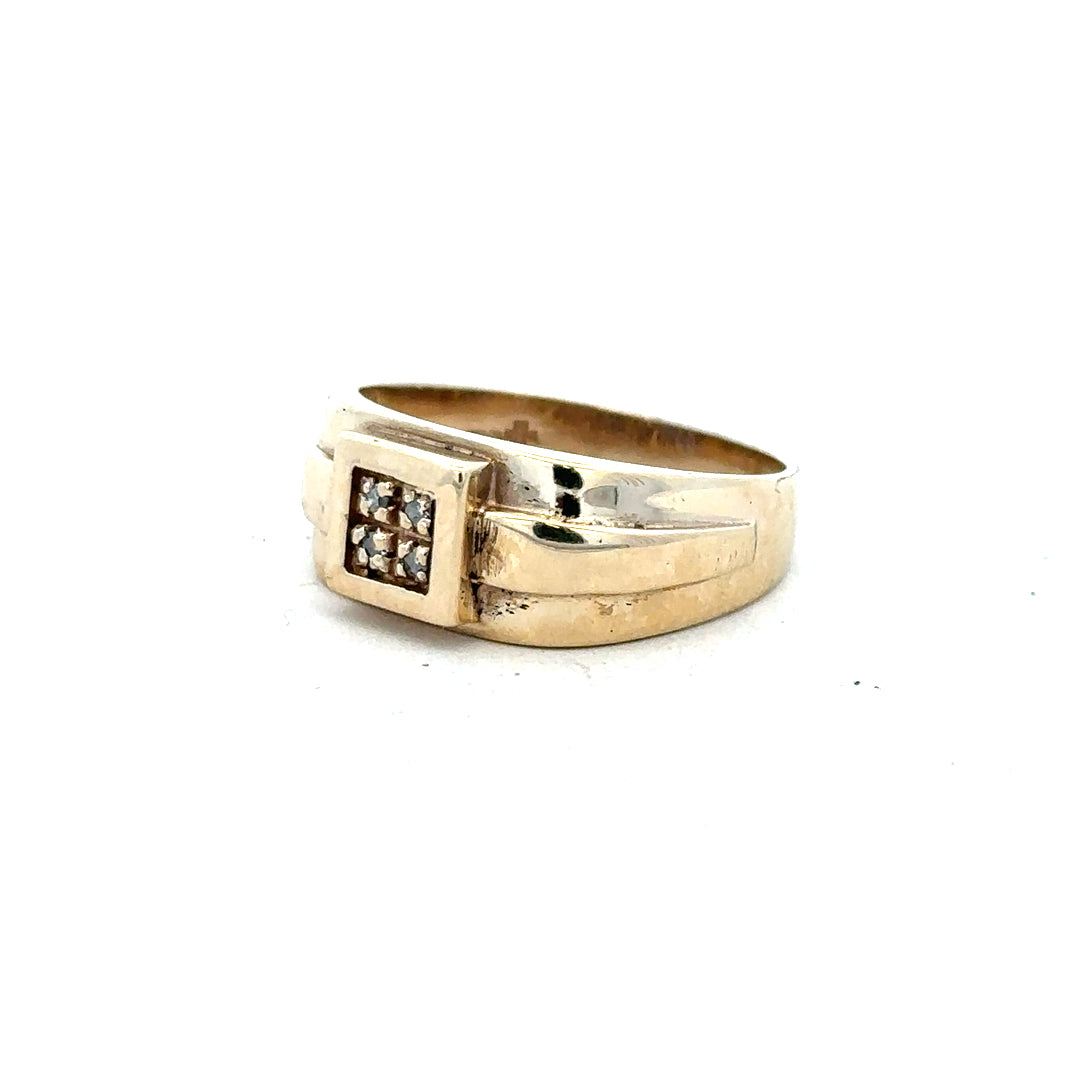 9ct yellow gold diamond ring in size S with sparkling diamonds, designed for elegant jewelry wear.
