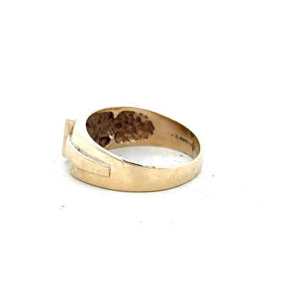 9ct yellow gold diamond ring in size S with sparkling diamonds, unbranded jewelry showcased on a white background.