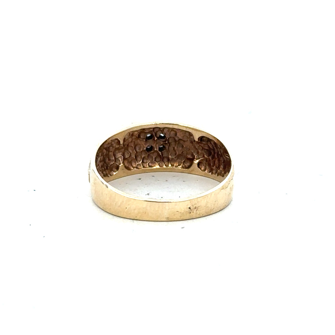 9ct yellow gold diamond ring in size S featuring a sparkling diamond, unbranded jewelry with elegant design.