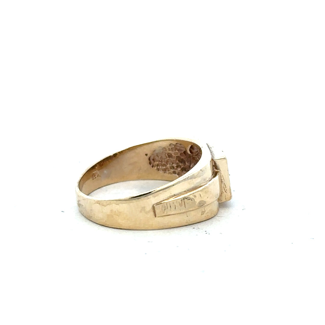 9ct yellow gold diamond ring in size S with sparkling diamonds, featuring a classic and elegant design.