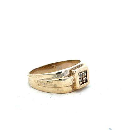 9ct yellow gold diamond ring in size S with sparkling diamonds, showcasing a classic and elegant jewelry design.