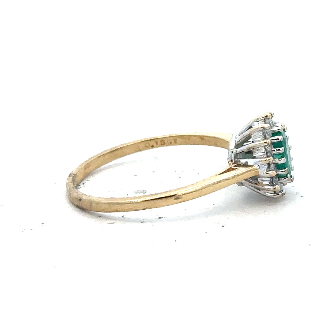 9ct yellow gold diamond ring in size S with a sparkling diamond, unbranded jewelry shown on a plain background.