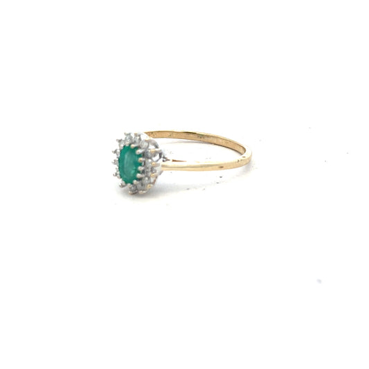 9ct yellow gold diamond ring in size S with sparkling diamonds, unbranded jewelry piece.