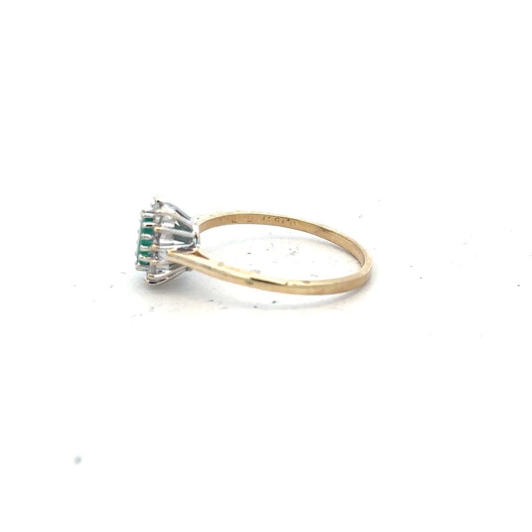 9ct yellow gold diamond ring in size S with sparkling diamonds, unbranded jewelry piece on a plain background.
