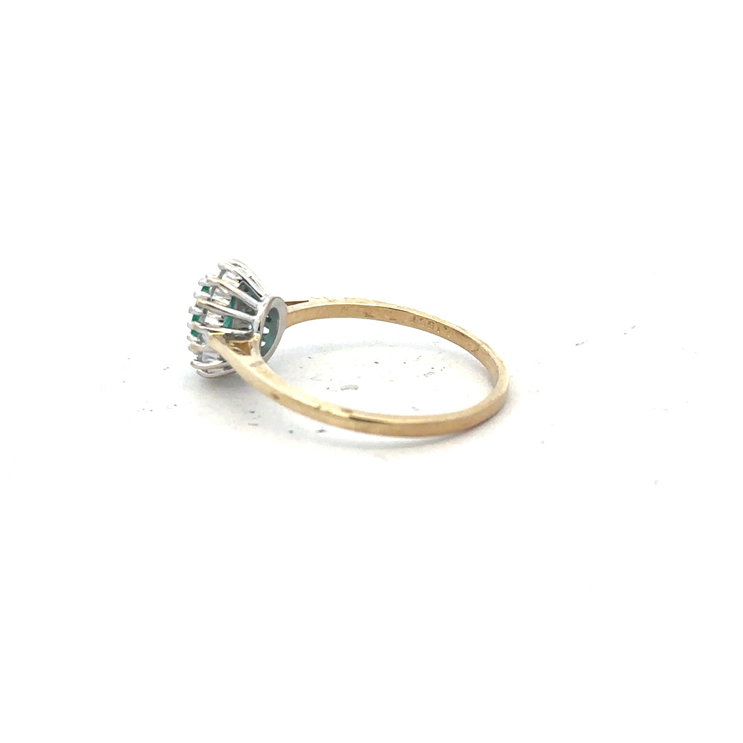 9ct yellow gold diamond ring in size S with sparkling diamonds, showcasing elegant jewelry design.