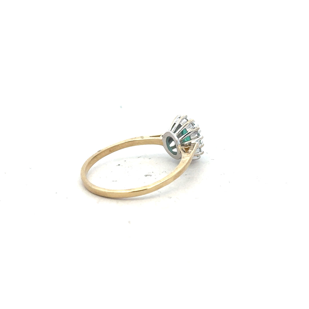 9ct yellow gold diamond ring in size S with sparkling diamonds, unbranded jewelry piece, elegant and classic design.