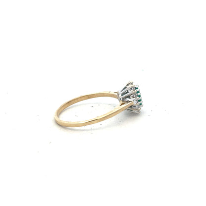 9ct yellow gold diamond ring in size S with sparkling diamonds, unbranded jewelry piece displayed on a neutral background.