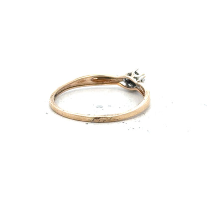 9ct yellow gold diamond ring in size S with sparkling diamonds, showcasing elegant craftsmanship and a classic design.