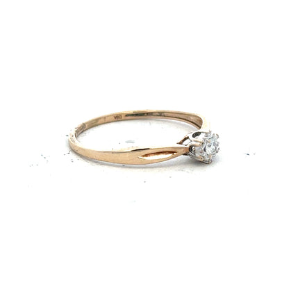 9ct yellow gold diamond ring in size S with sparkling diamonds, showcasing an elegant and classic jewelry design