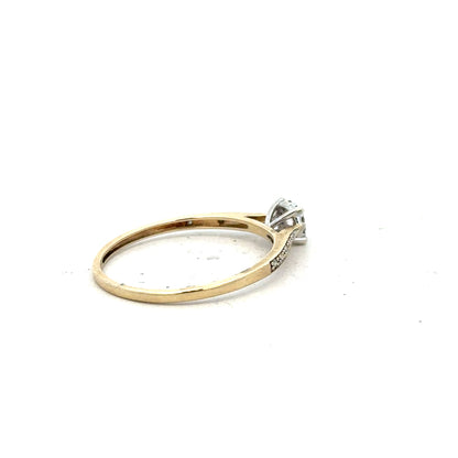 Elegant 9ct yellow gold diamond ring in size T with sparkling diamonds, unbranded jewelry for special occasions.