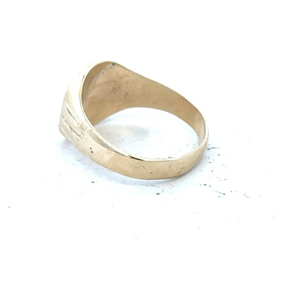 9ct yellow gold diamond ring in size T with sparkling diamonds, crafted in elegant unbranded jewelry style.