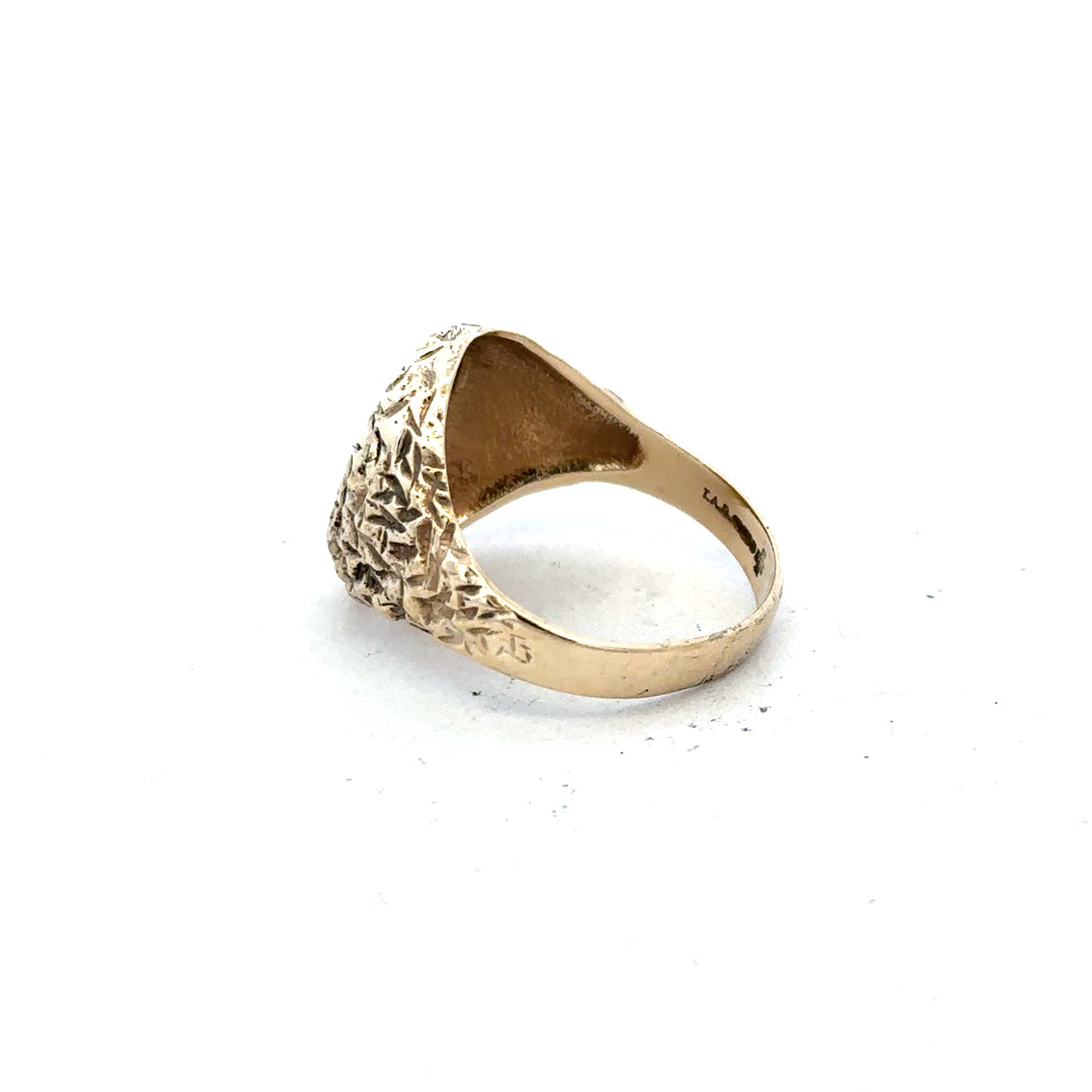 9ct yellow gold diamond ring in size U with a sparkling central diamond, unbranded jewelry displayed on a white background.