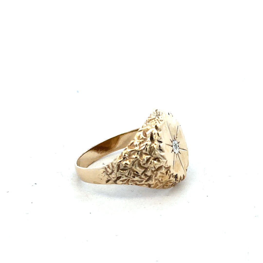9ct yellow gold diamond ring in size U with sparkling diamonds, elegant and classic jewelry design.