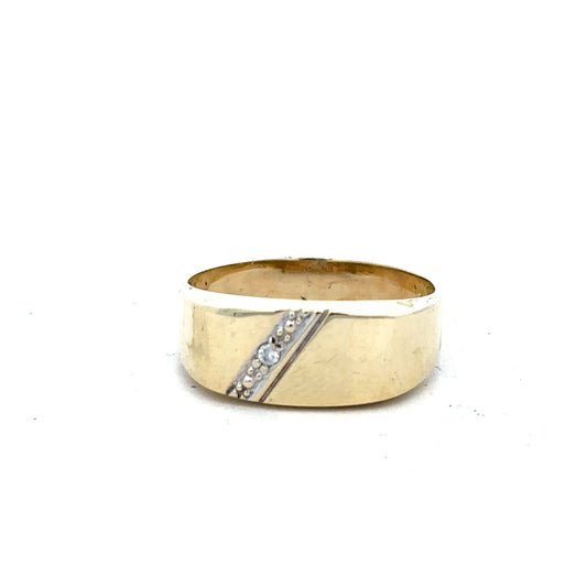 9ct yellow gold diamond ring in size V with sparkling diamonds, showcased on a neutral background.