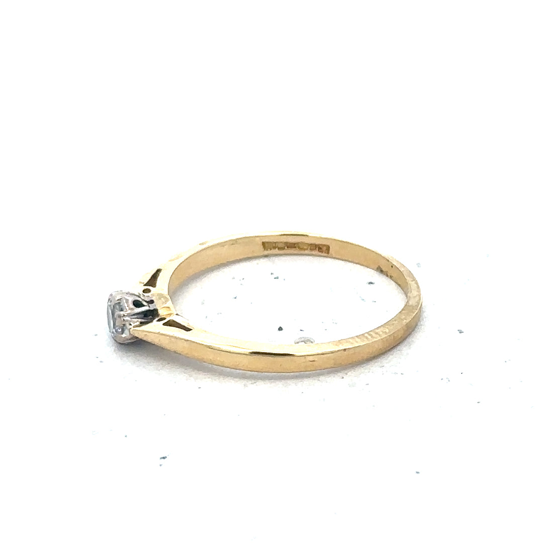 9ct yellow gold diamond solitaire ring with a central sparkling diamond and a sleek band, unbranded jewelry for elegant style.