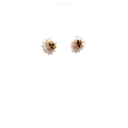 9ct yellow gold earrings weighing 1.2g, unbranded, with a simple elegant design, shown in a close-up image.