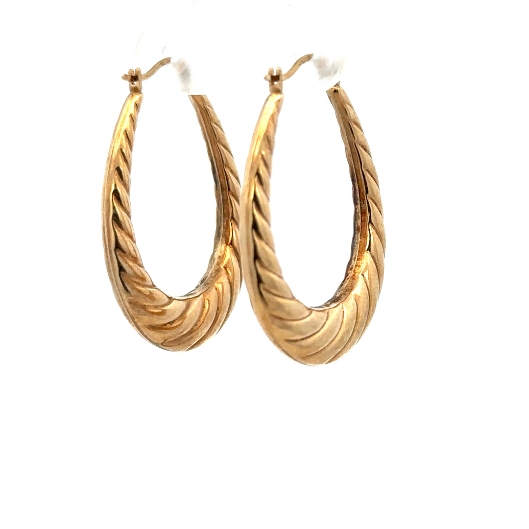 9ct yellow gold earrings weighing 1.6g, unbranded, with a classic design, shown on a neutral background.