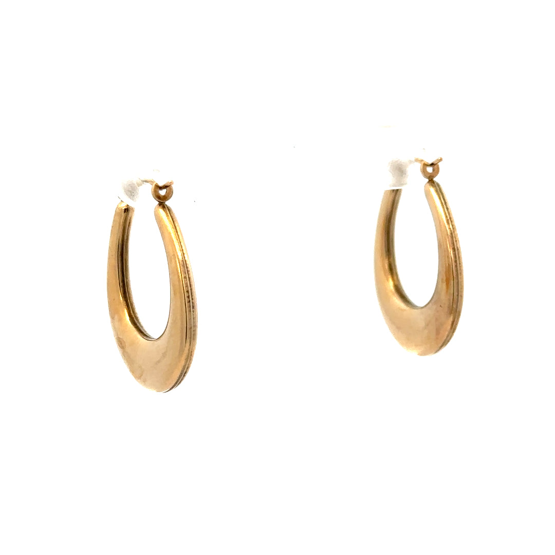 9ct yellow gold earrings weighing 1.8g, unbranded, featuring simple, elegant design with polished finish and secure hooks.