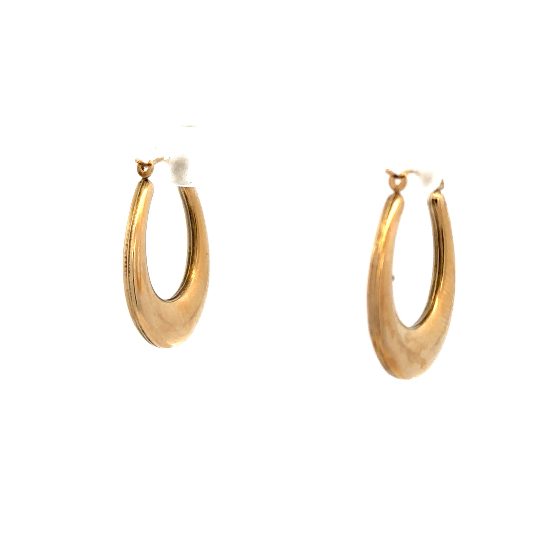 9ct yellow gold earrings weighing 1.8g, with a simple and elegant design, displayed against a plain background.