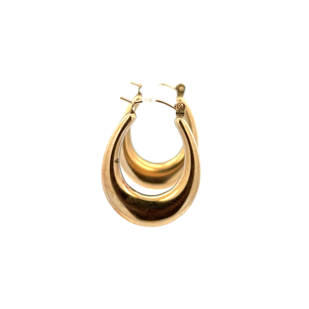 9ct yellow gold earrings weighing 1.8g, shown in a close-up image highlighting their simple, elegant design and polished finish.