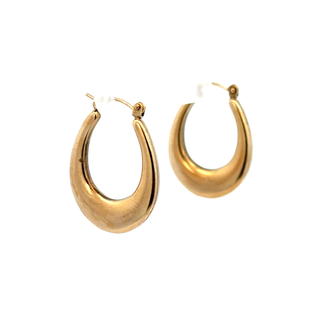 9ct yellow gold earrings weighing 1.8g, featuring a simple and elegant design, shown in a close-up image.
