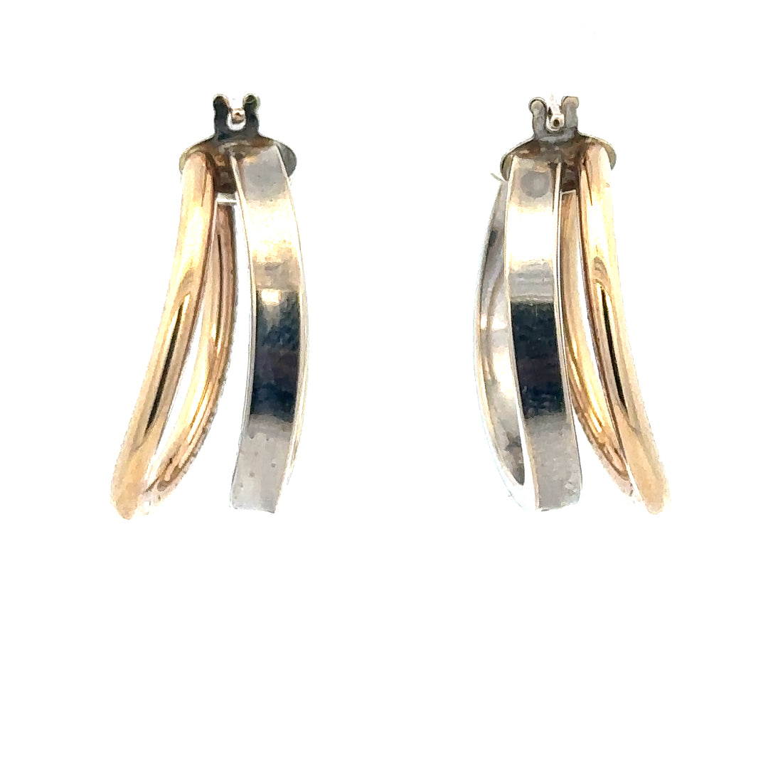9ct yellow gold earrings weighing 2.3g, featuring a simple elegant design, displayed on a plain background.