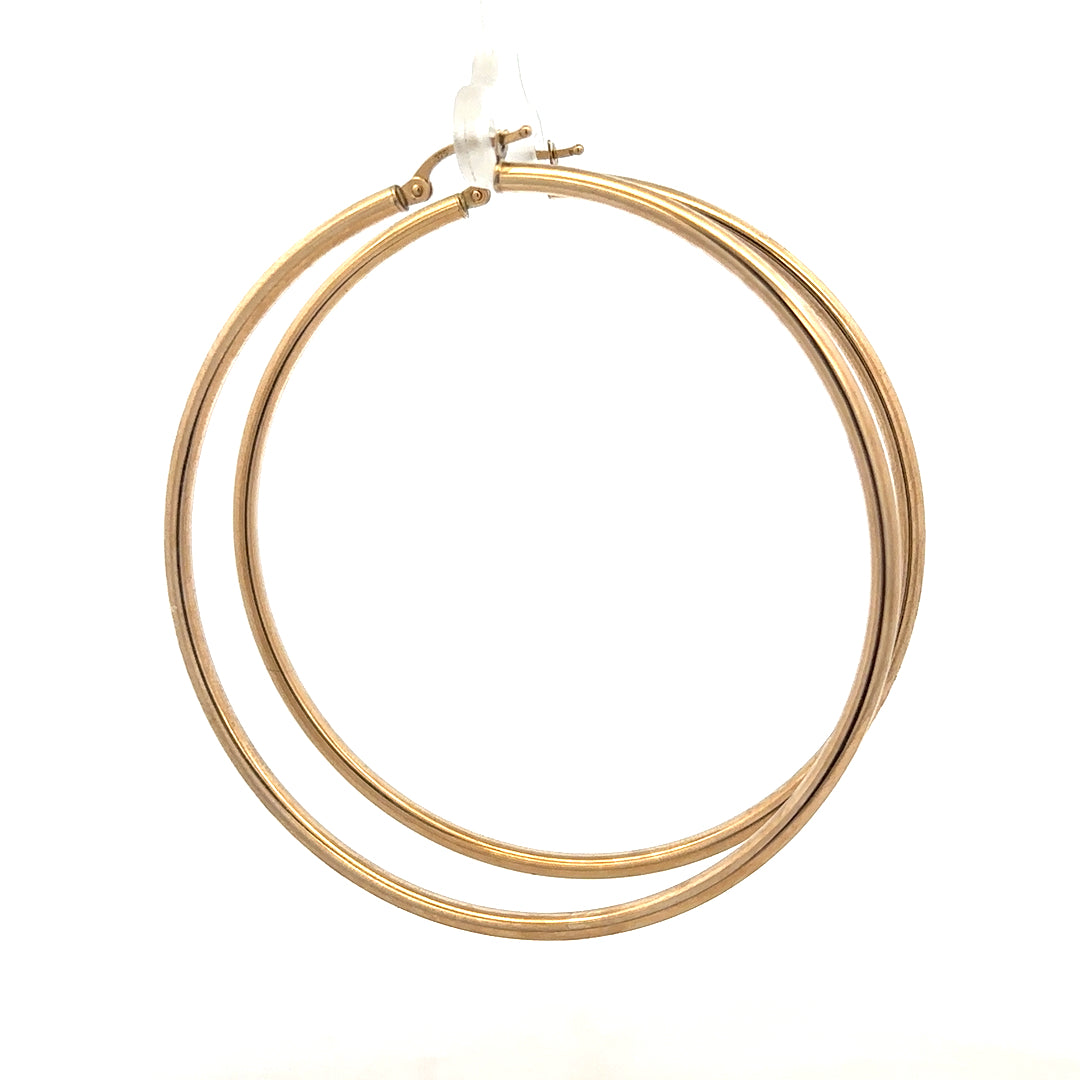 9ct yellow gold earrings weighing 3.4g, featuring a classic design, shown from a front view with a shiny finish.