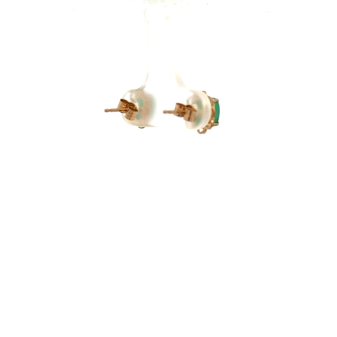 9ct yellow gold emerald earrings with stud design, featuring vibrant green emeralds set in gold for elegant jewelry.