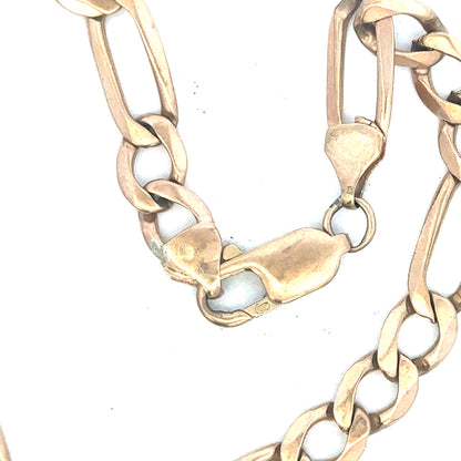 9ct yellow gold Figaro bracelet weighing 11.9g with a classic chain design, unbranded, shown in a close-up image.