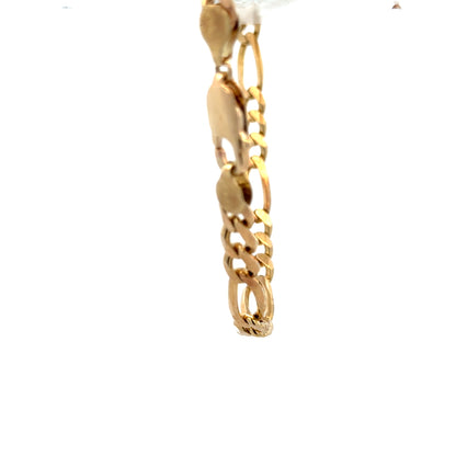 9ct yellow gold figaro bracelet weighing 13.8g, featuring interlinked chain links, unbranded, with a polished finish.