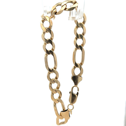9ct yellow gold Figaro bracelet with a 20.1g weight, showcasing linked chain design and polished finish.