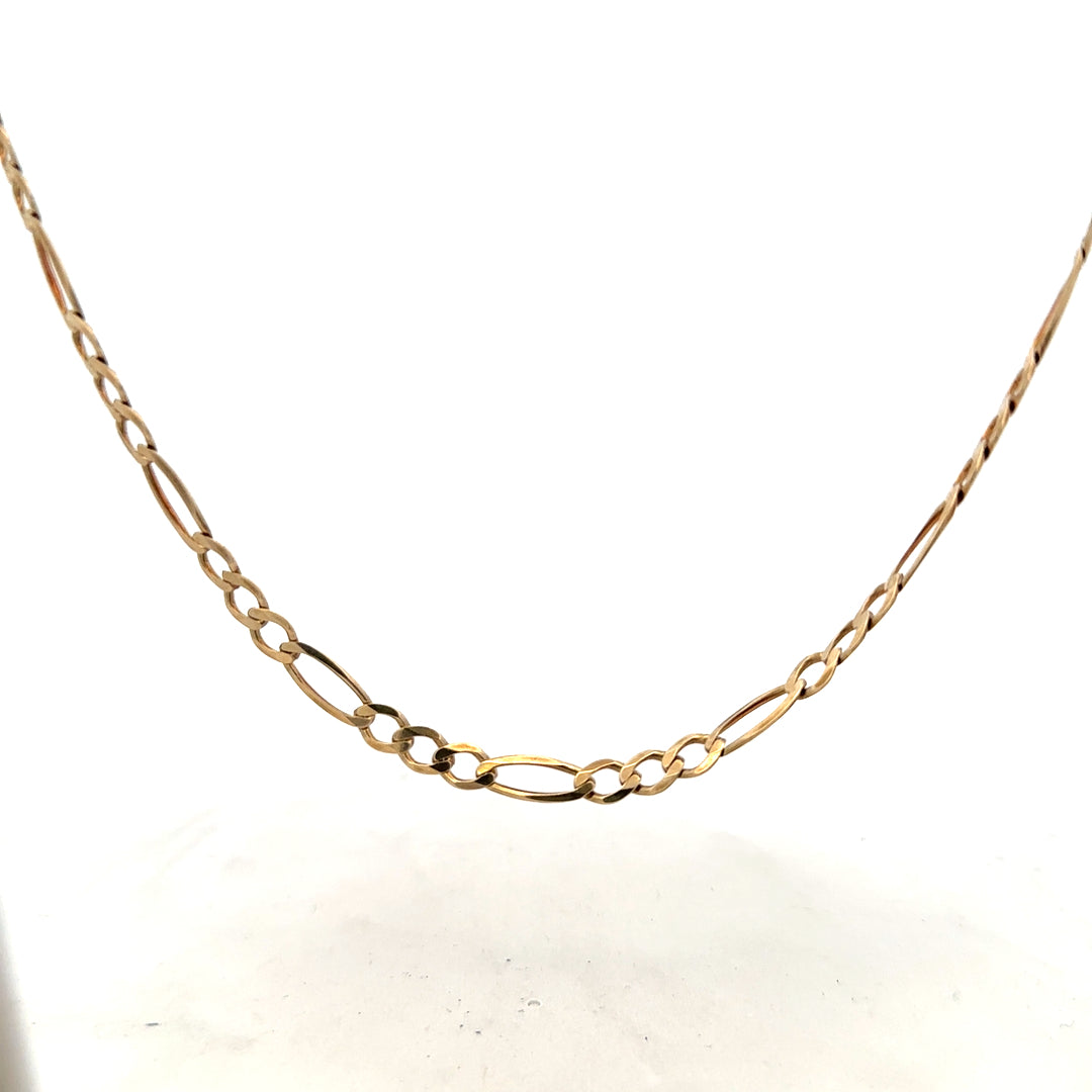 9ct yellow gold Figaro chain with a polished finish, weighing 12.7g, displayed on a plain background.
