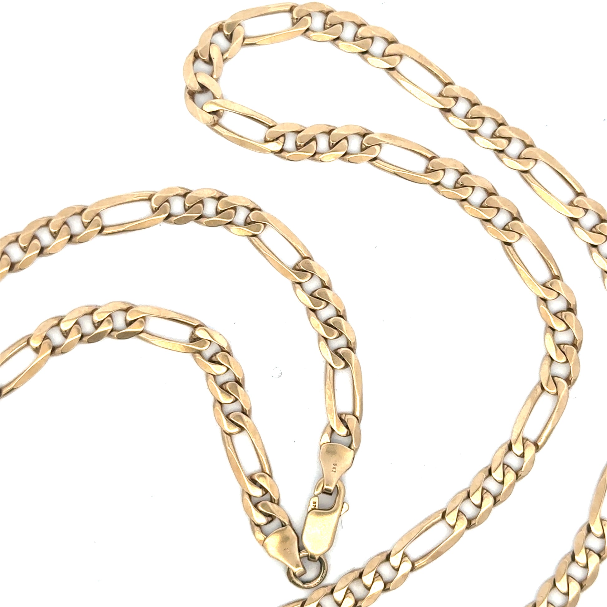 9ct yellow gold figaro chain weighing 24.8g, unbranded jewelry with intricate link design for men or women