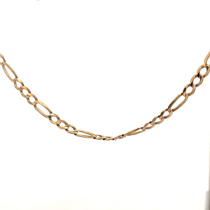 9ct yellow gold Figaro chain weighing 25.9g, featuring a classic linked design, displayed on a neutral background.
