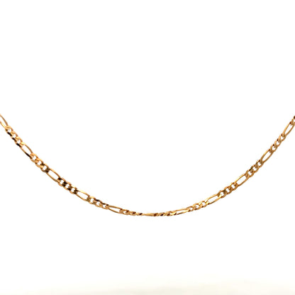 9ct yellow gold Figaro chain weighing 3.7g, close-up view showing linked chain design and polished finish.