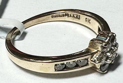 9ct yellow gold half-carat diamond ring in size M, featuring a sparkling diamond setting on a sleek band.