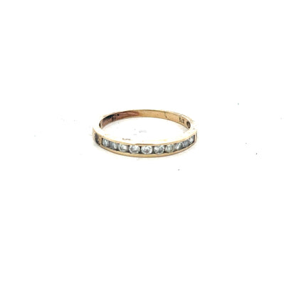 9ct yellow gold half eternity diamond ring in size N with channel-set diamonds, unbranded jewelry for elegant style.