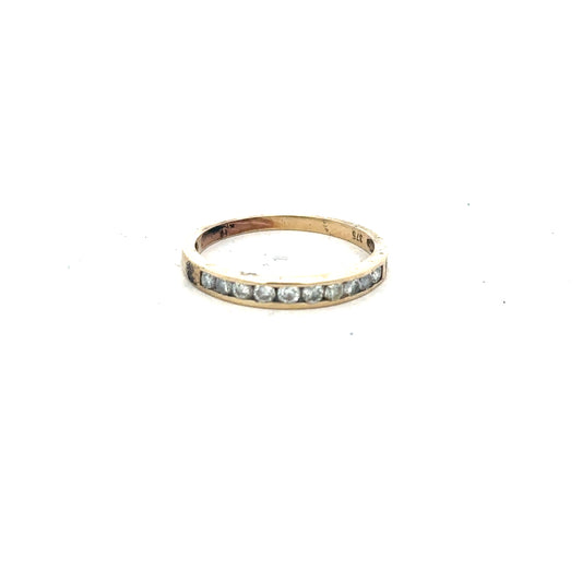 9ct yellow gold half eternity diamond ring in size N with channel-set diamonds, unbranded jewelry for elegant style.