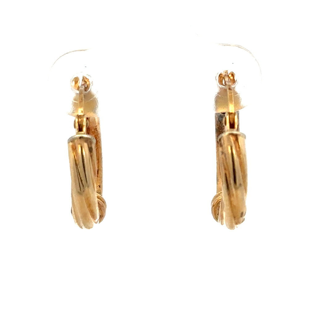 9ct yellow gold hoop earrings weighing 1.5g, unbranded, with a classic circular design and smooth polished finish.