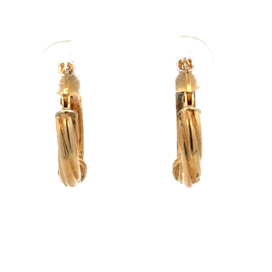 9ct yellow gold hoop earrings weighing 1.5g, unbranded, with a classic circular design and smooth polished finish.