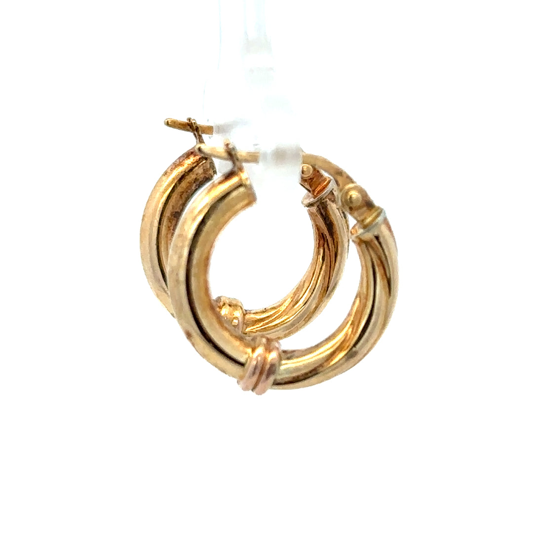 9ct yellow gold hoop earrings, lightweight 1.5g, classic design, shiny finish, unbranded jewelry accessory.