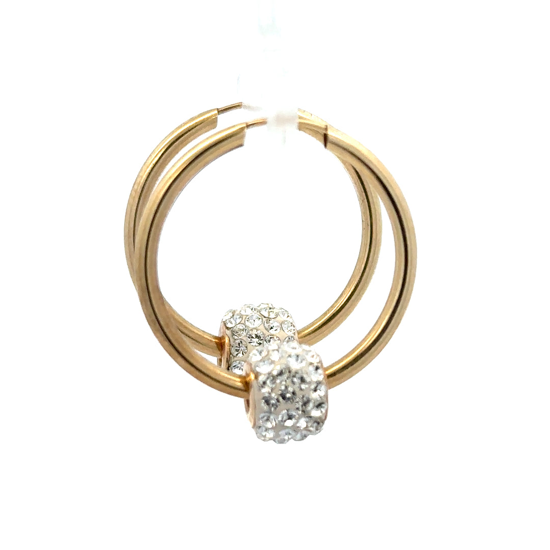 9ct yellow gold hoop earrings, lightweight 2.2g, with a classic circular design, shown in a close-up image.